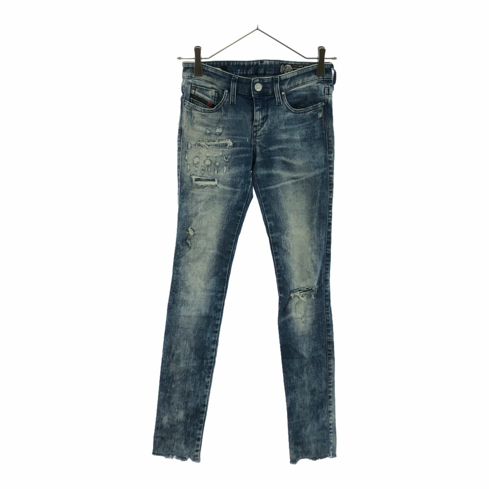 [美品]DIESEL スキニーデニム W27 L32 ヴィンテージ加工　古着 DIESEL ディーゼル ファスナースリット デニムパンツ ジーンズ