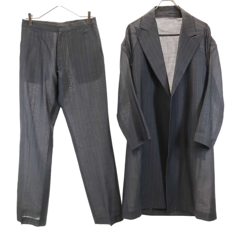 古着 Yohji Yamamoto ヨウジヤマモト 日本製 ストライプ柄 コート 上下 セットアップ 1/3 グレー レディース 【中古】|Bellis
