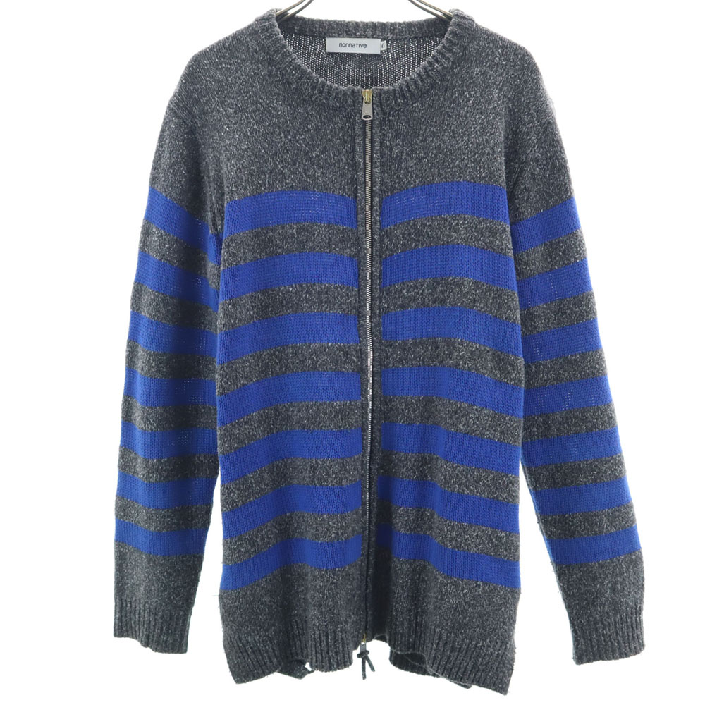 古着 nonnative ノンネイティブ ボーダー柄 ニットジャケット 0 グレー メンズ 【中古】