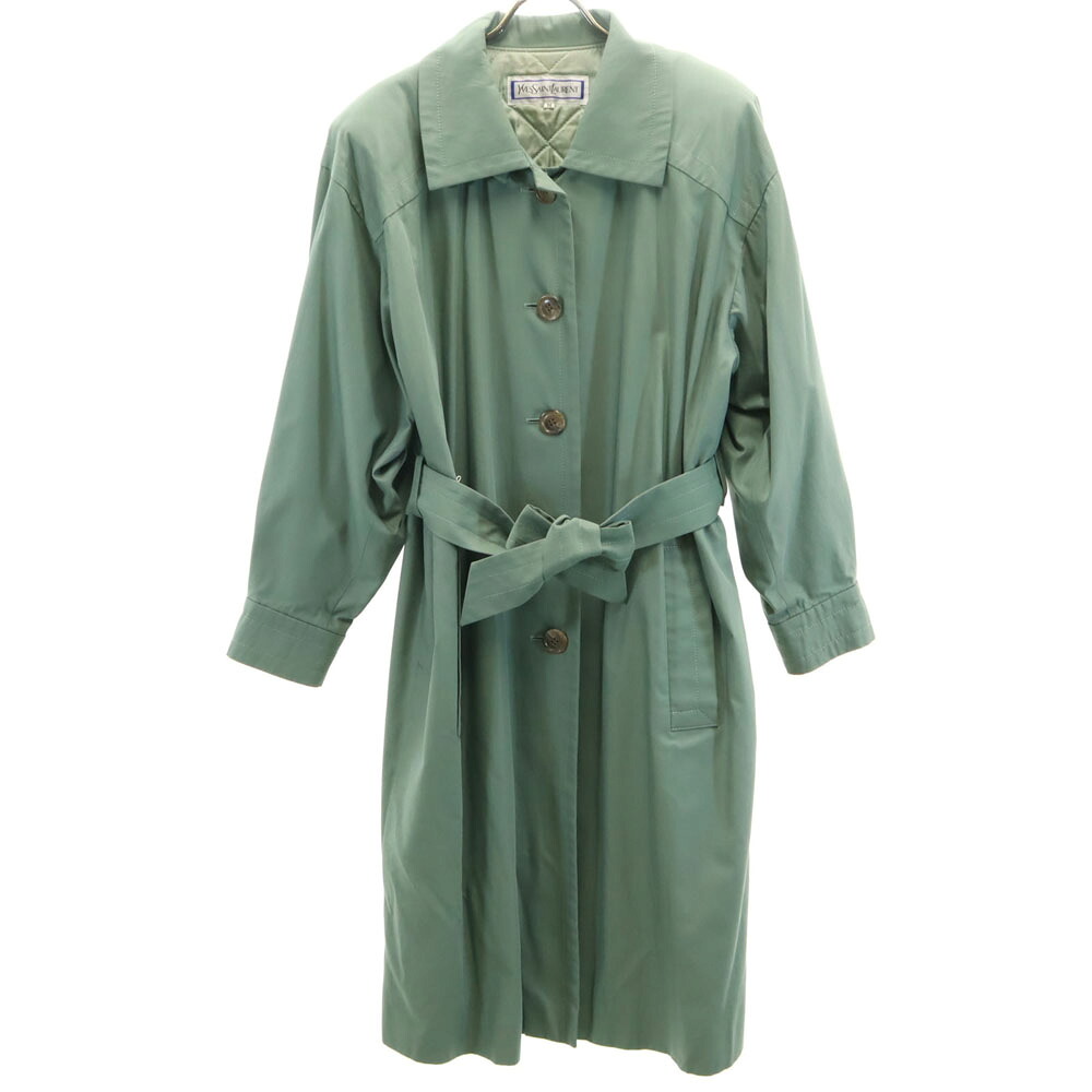 古着 YVES SAINT LAURENT イヴサンローラン 90s オールド ステンカラーコート M グリーン系 レディース 【中古】｜Bellis