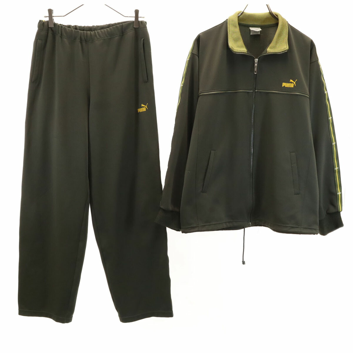 プーマ 90s PUMA ジャージセットアップ　トラックジャケットジャージ 90s PUMA トラックジャケット ジャージ上 ブラック 旧ロゴ刺繍