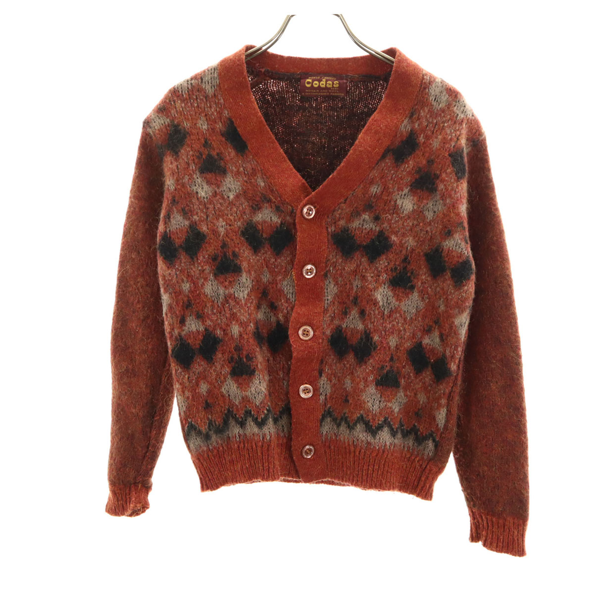 60s VINTAGE 短毛 モヘアカーディガン グランジ バーガンディー 60s VINTAGE 短毛 モヘアカーディガン グランジ バーガンディー