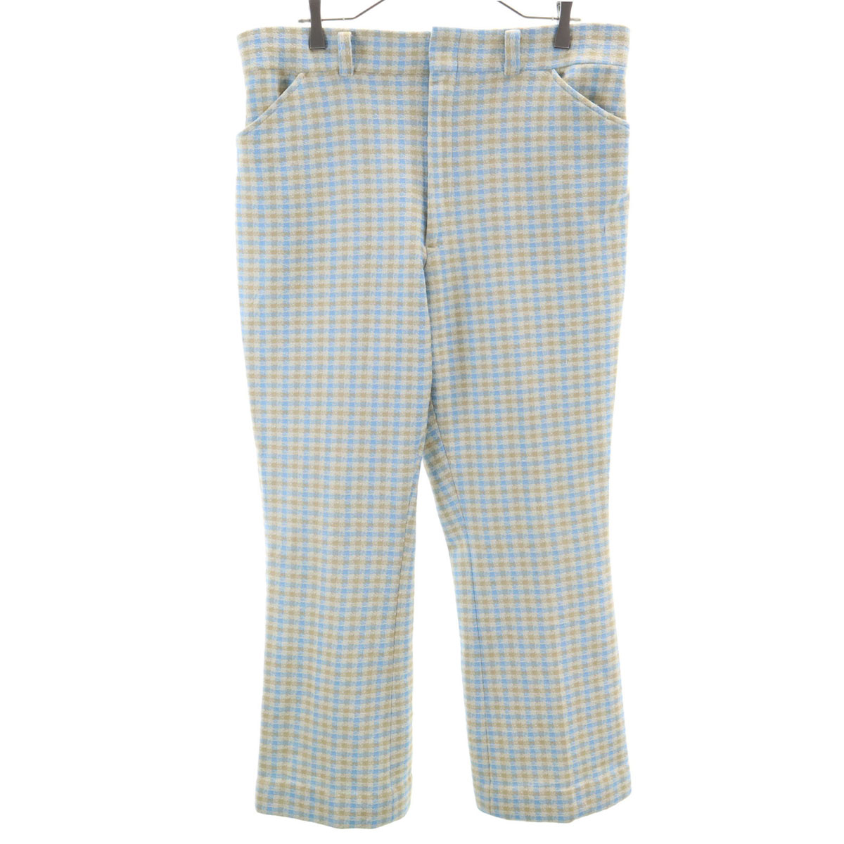 古着 70s ヴィンテージ チェック柄 トラウザー パンツ ベージュ メンズ 【中古】