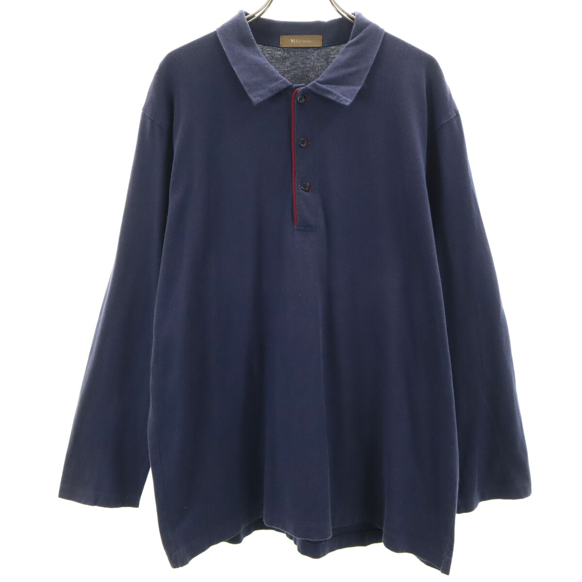 古着 Y&rsquo;s for men ワイズフォーメン 長袖 天竺ジャージー生地 ポロシャツ ネイビー メンズ 【中古】｜Bellis
