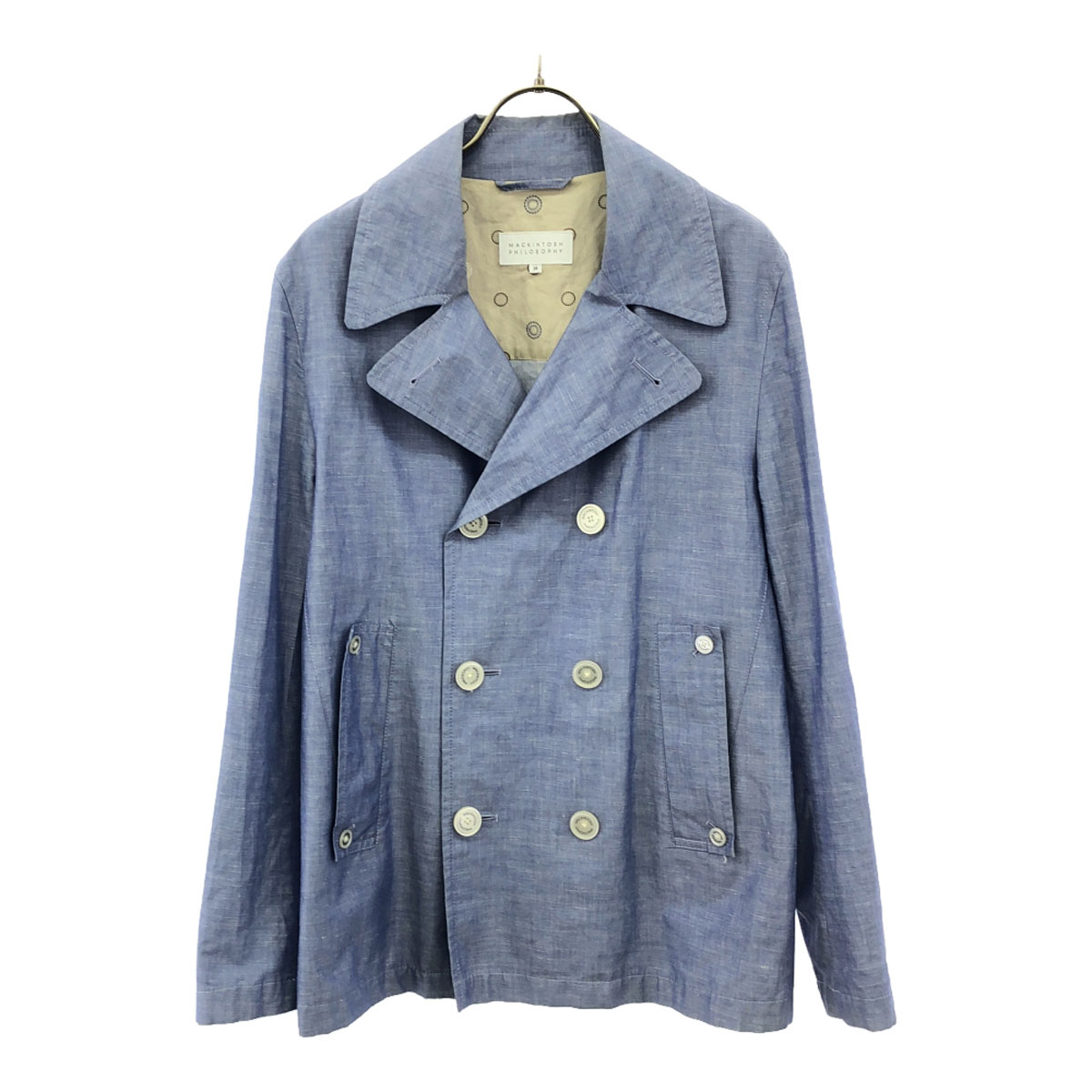 古着 MACKINTOSH PHILOSOPHY マッキントッシュフィロソフィー リネンブレンド ダブル ジャケット 38 ライトブルー レディース 【中古】｜Bellis