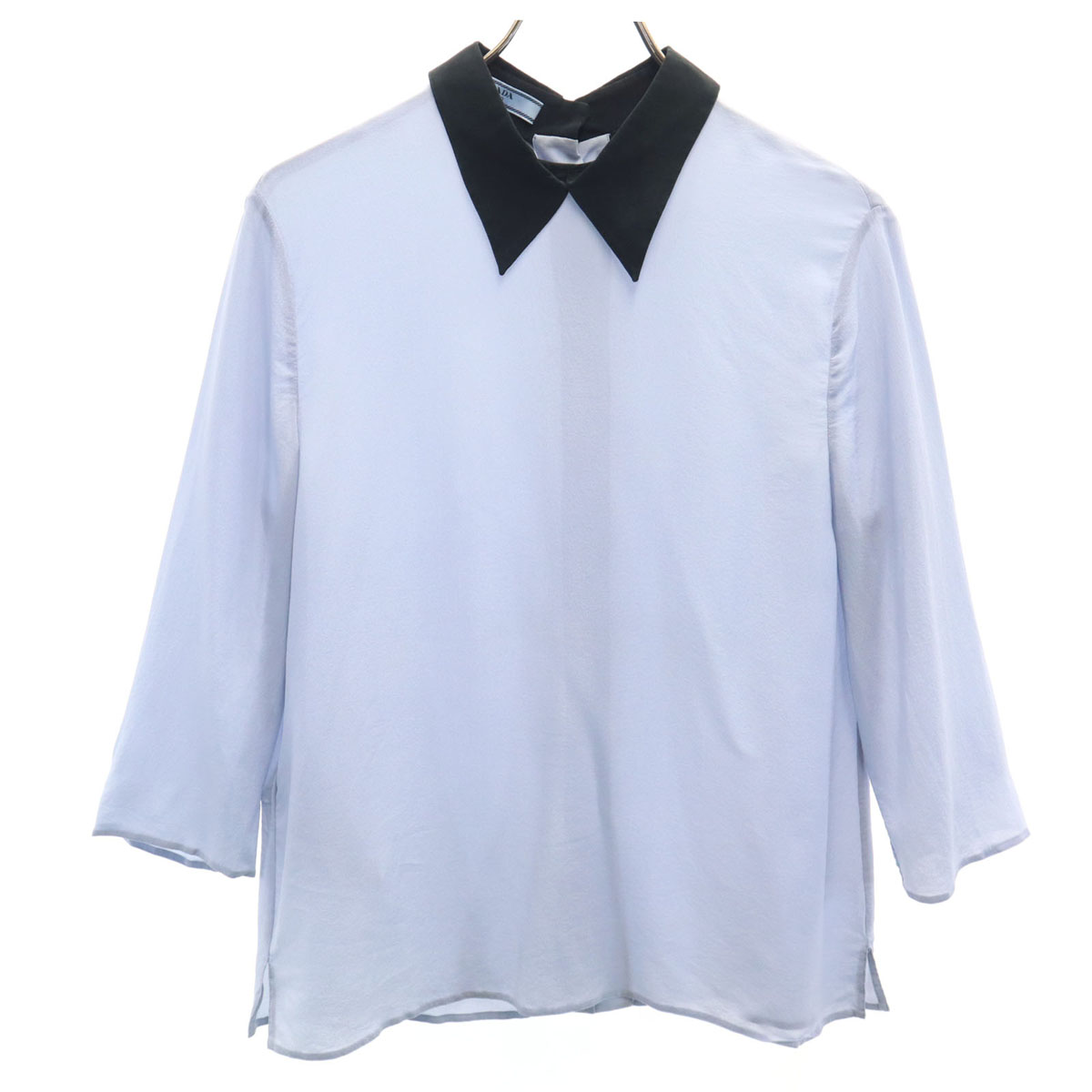 古着 PRADA プラダ 7分袖 ブラウス 40 ブルーグレー 後開き レディース 【中古】｜Bellis 14,018円