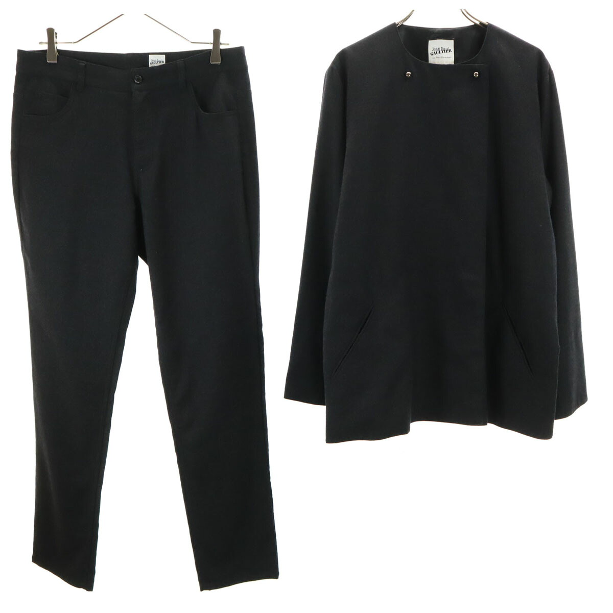 古着 JEAN-PAUL GAULTIER ジャンポールゴルチエ ウールジャケット 上下 セットアップ 42 ブラック レディース 【中古】|Bellis