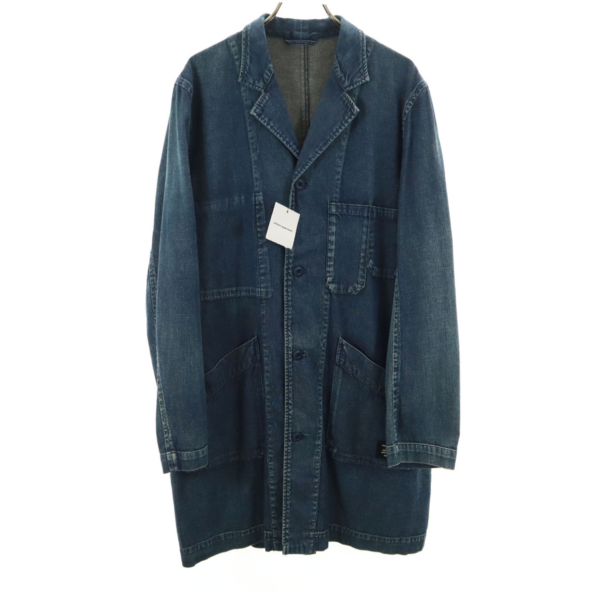 古着 未使用 uniform experiment ユニフォームエクスペリメント 日本製 ウォッシュ加工 ショップ デニムコート 1 ウォッシュブルー 8oz ソフ メンズ 【中古】|Bellis