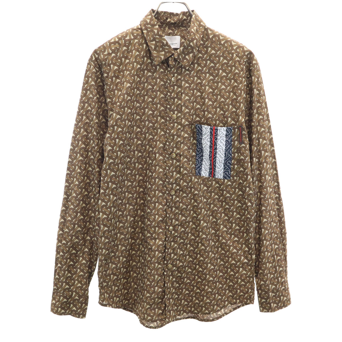 古着 BURBERRY バーバリー 総柄 長袖 コットンシャツ M ブラウン メンズ 【中古】｜Bellis