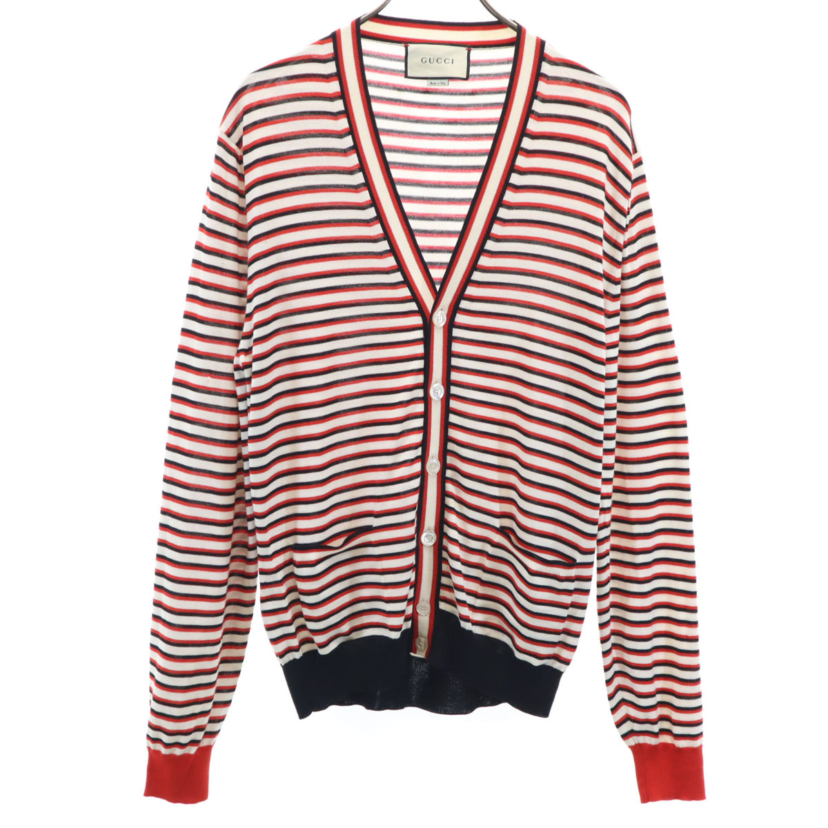 古着 GUCCI グッチ イタリア製 間借り人柄 長袖 V素っ首 ジレー L 赤いこと メンズ 【中古】