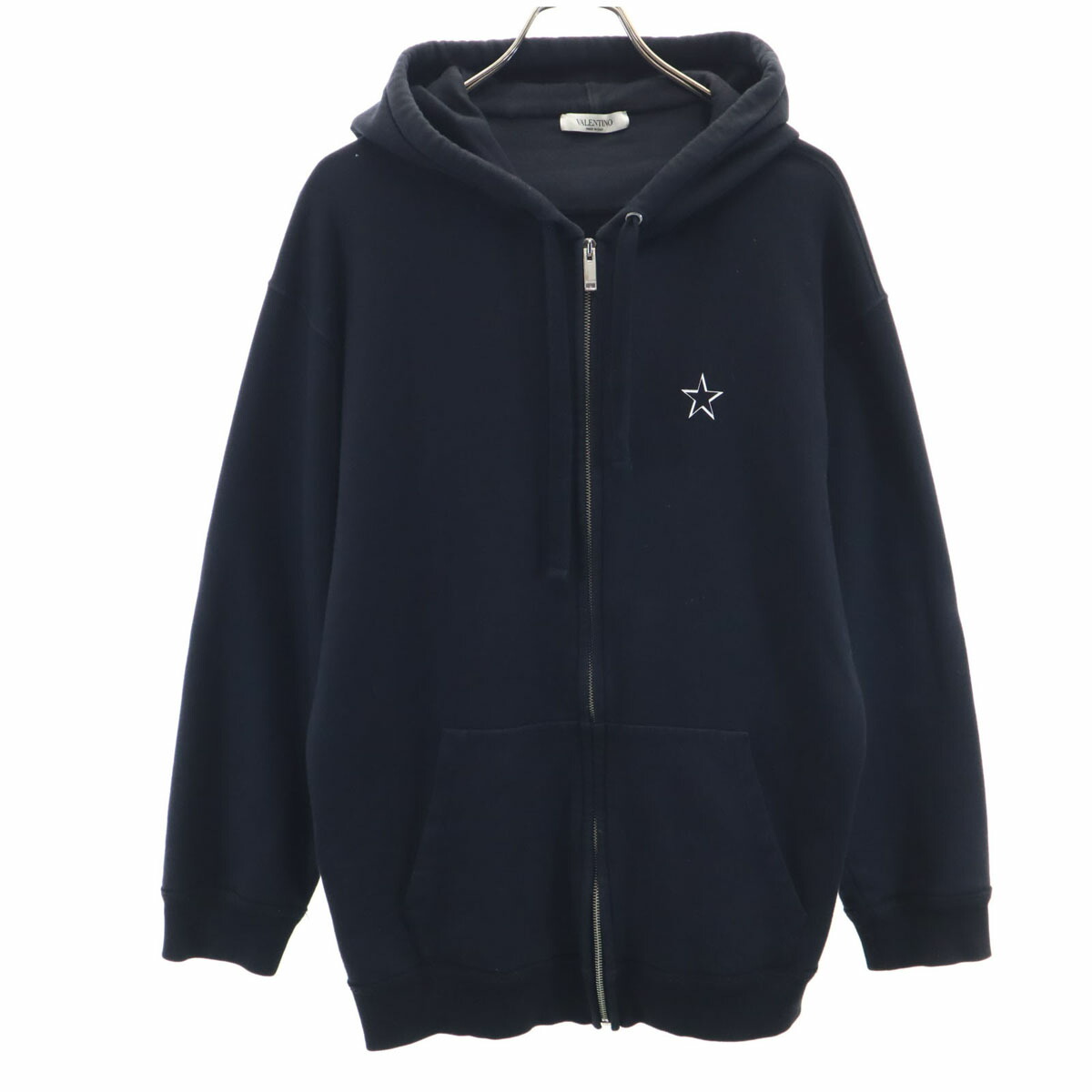 古着 VALENTINO ヴァレンティノ イタリア製 長袖 ジップパーカー S ブラック メンズ 【中古】