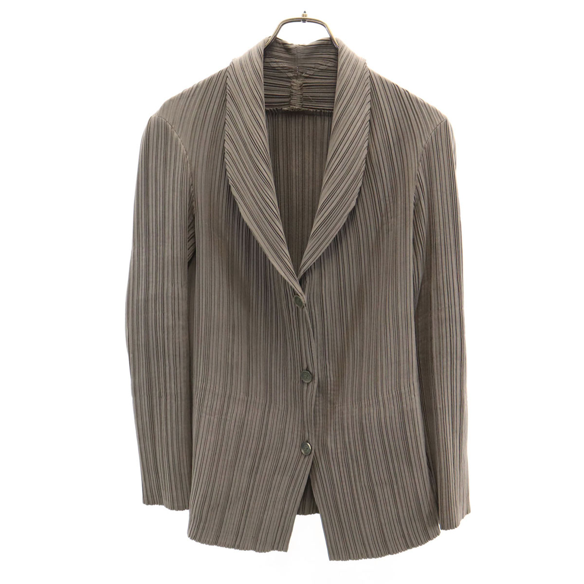 古着 ISSEY MIYAKE イッセイミヤケ 90s 年寄りの 日本製 筋目 テーラードジャケット 3 ベージュ レディース 【中古】 レディースファッション-コート・ジャケット