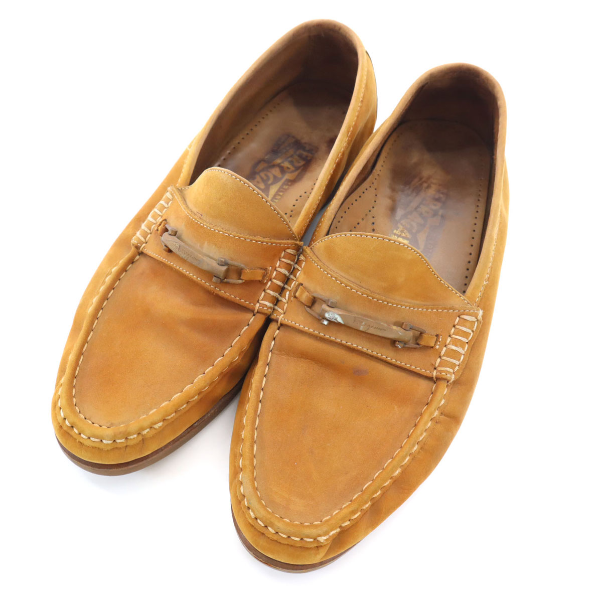 古着 Salvatore Ferragamo サルヴァトーレフェラガモ イタリア製 スエードレザー ローファー 8 1/2 ブラウン メンズ 【中古】|Bellis