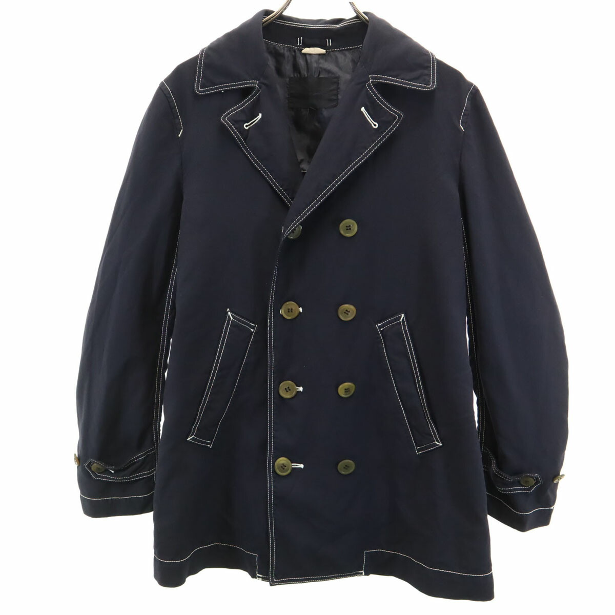 【AD2008】コムデギャルソンオム　ツイード×レザー　ピーコート AD2008】コムデギャルソンオム ツイード×レザー ピーコート 楽天