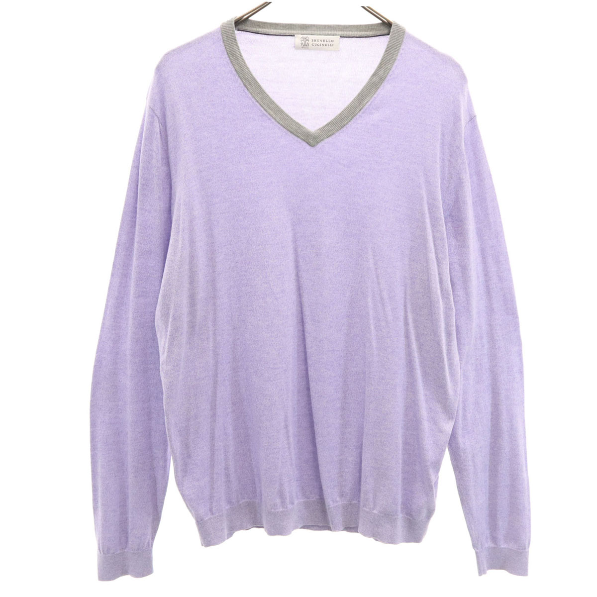 Brunello Cucinelli ブルネロクチネリ イタリア製 長袖 Vネック ニット パープル メンズ jkt-6973_001.jpg