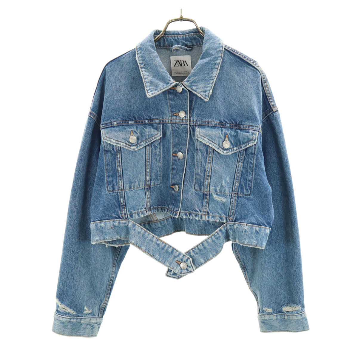 ZARA　ザラ　デニムジャケット　USED加工　ビンテージ　レディース　S ZARA - 新品未使用 ZARA ザラ デニムジャケット Lの通販 by