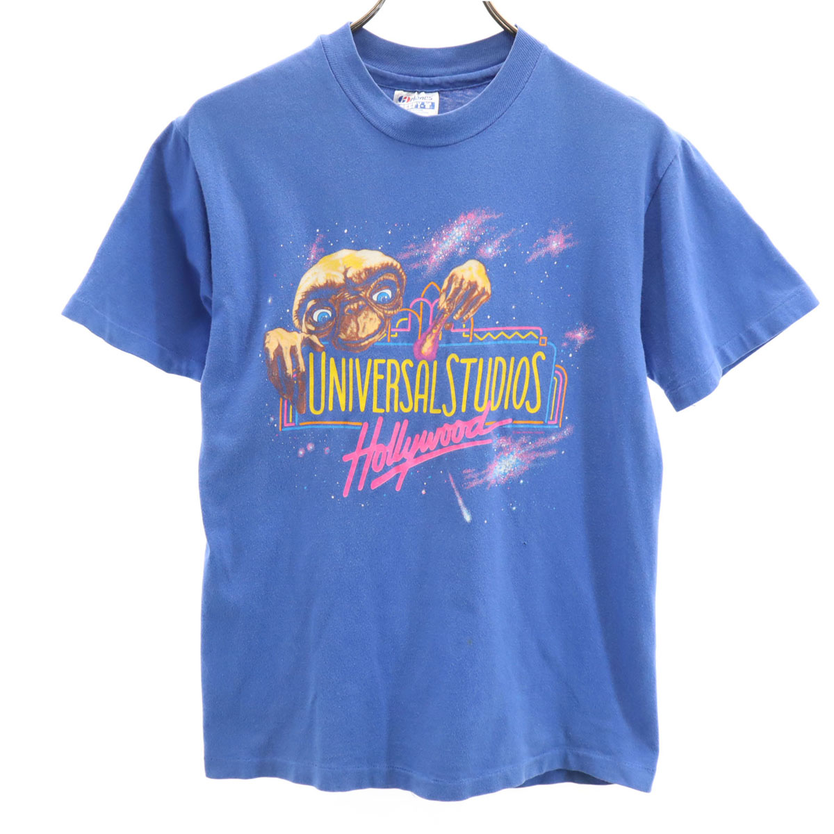 古着 Hanes ヘインズ 80s 90s オールド USA製 ユニバーサルスタジオハリウッド 半袖 シングルステッチ Tシャツ S ブルー E.T. メンズ 【中古】｜Bellis