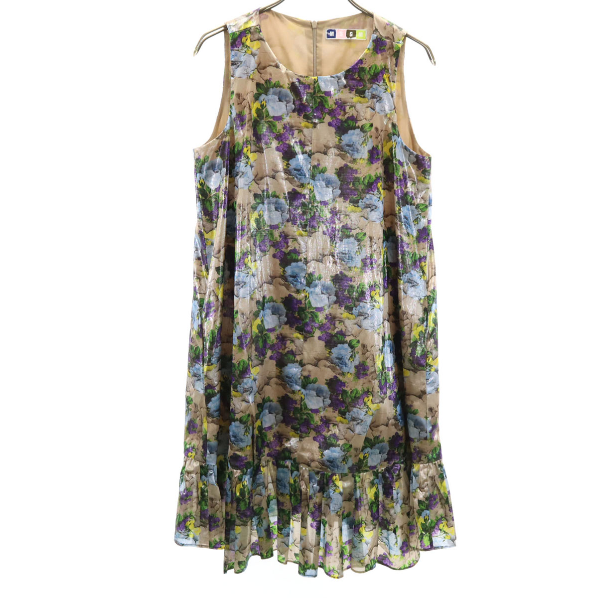 古着 MSGM エムエスジーエム イタリア製 花柄 ノースリーブ ミニワンピース 42 ベージュブラウン レディース 【中古】｜Bellis