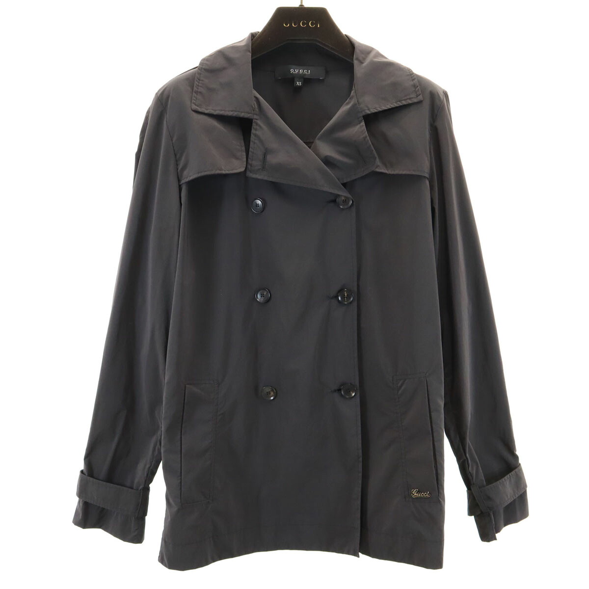 古着 GUCCI グッチ イタリア製 トレンチ ジャケット XS チャコール 259360 ハンガー付き レディース 【中古】