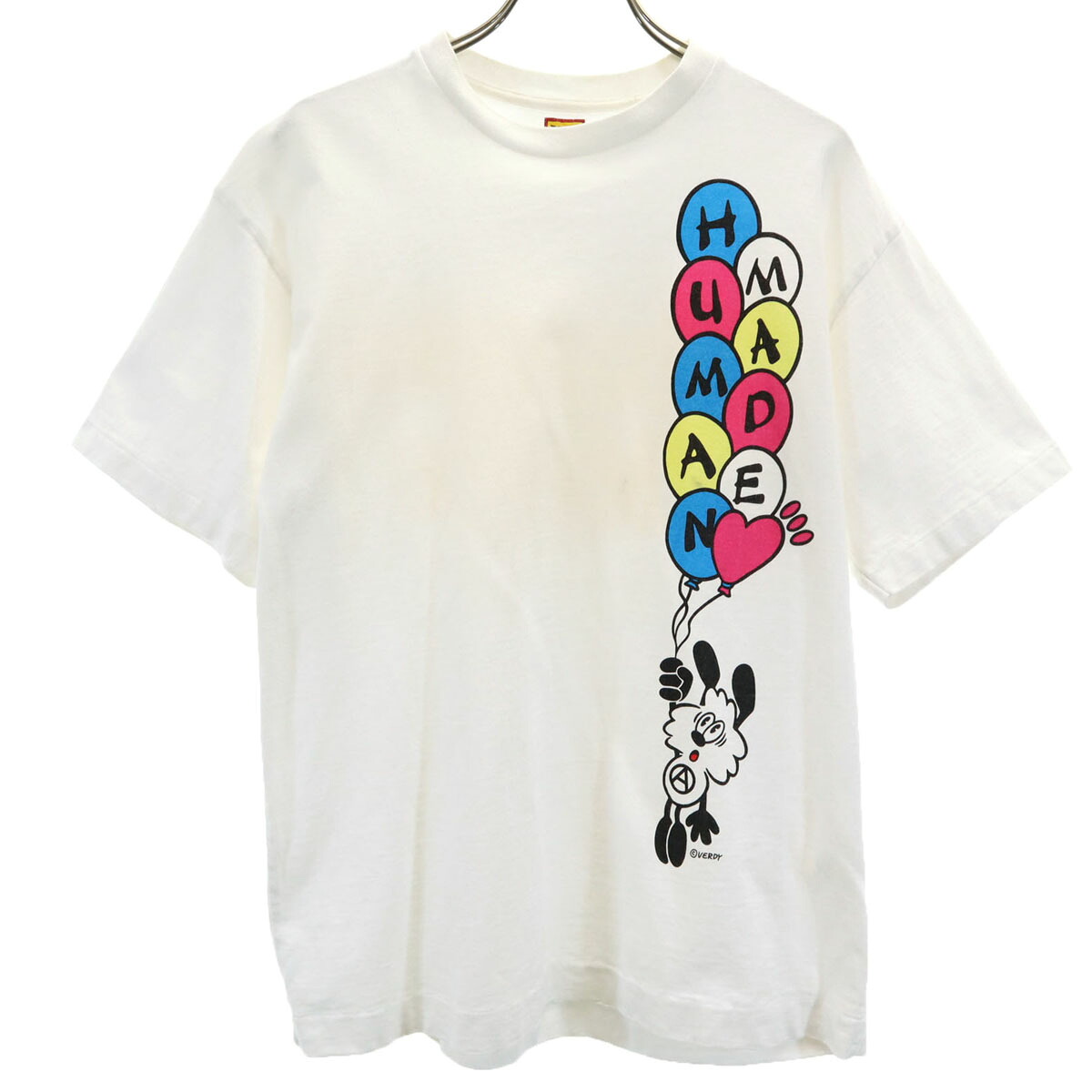 古着 HUMAN MADE ヒューマンメイド VERDY ヴェルディ コラボ 日本製 半袖 Tシャツ S ホワイト メンズ 【中古】|Bellis
