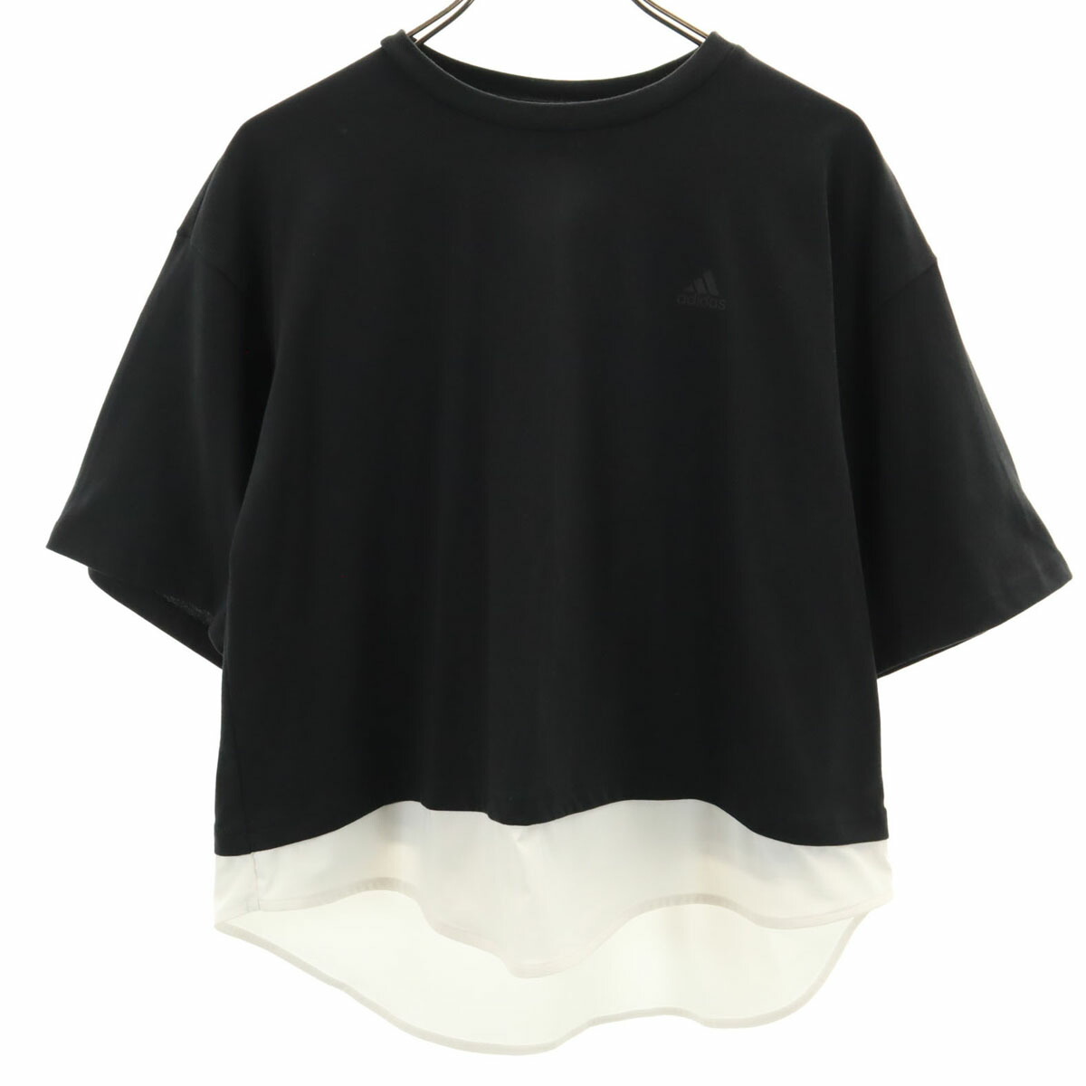 adidas 七分袖テニスシャツ 黒/白/黄　Mサイズ アディダス adidas Tシャツ 半袖 メンズ フロック テニス ボール