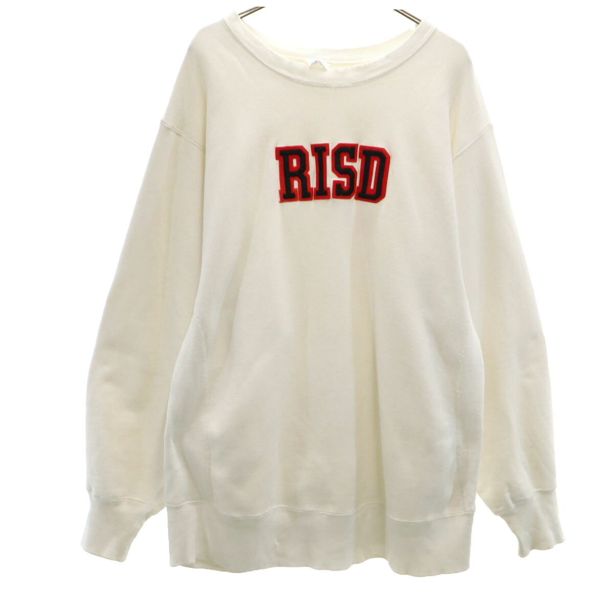 古着 Champion はやりっ児 80s USA製 リバースウィーブ トリコタグ ヴィンテージ 2枚引き舟 長袖 RISD 汗水 調教師 XL 白 裏起毛 メンズ 【中古】 【PD】