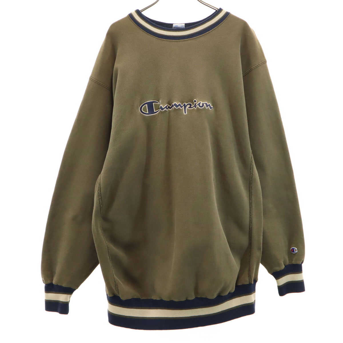 古着 Champion チャンピオン 90s USA製 オールド 刺繍タグ 長袖 リバースウィーブ スウェット トレーナー XXXL オリーブ ビッグサイズ メンズ 【中古】｜Bellis