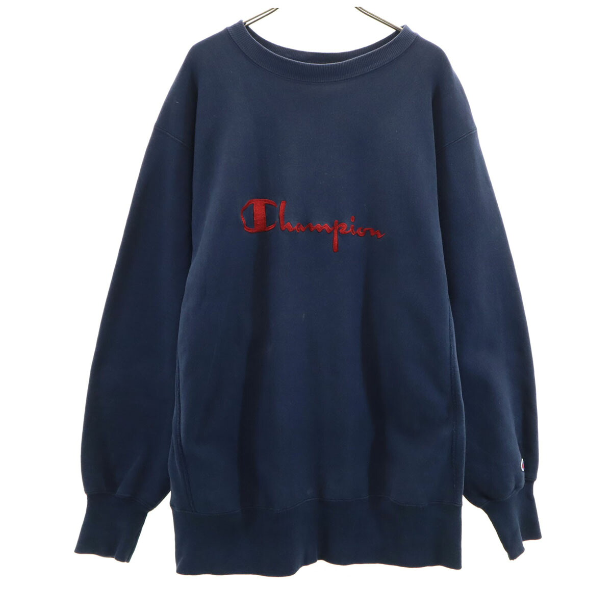 古着 Champion チャンピオン 90s USA製 オールド 刺繍タグ 長袖 リバースウィーブ スウェット トレーナー XL ネイビー メンズ 【中古】|Bellis