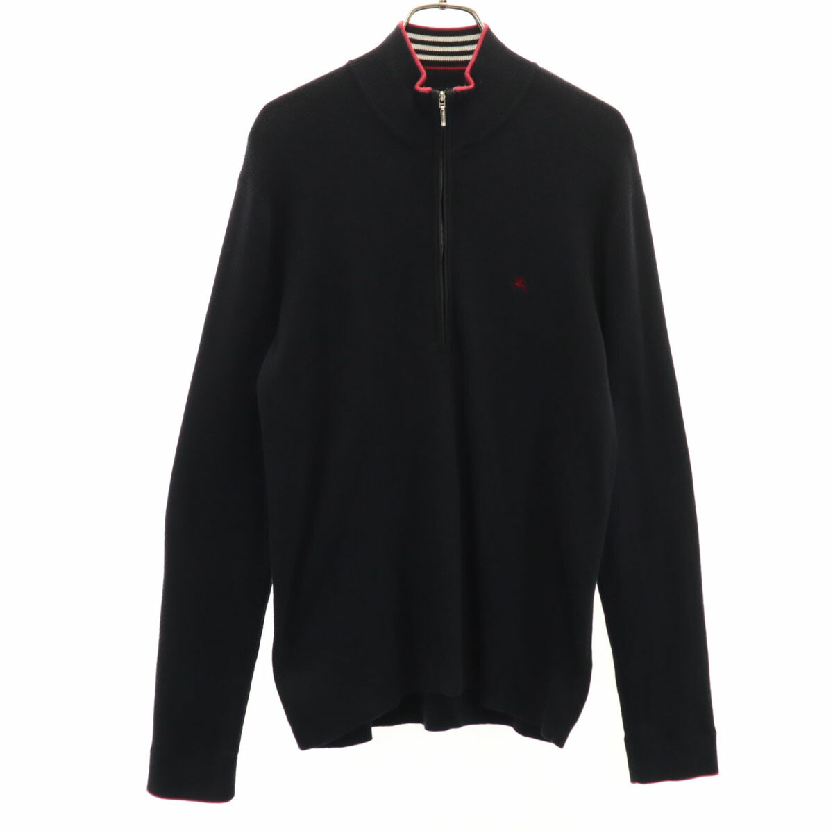 美品✨バーバリーブラックレーベル ドライバーズニット L 刺繍 ハーフ