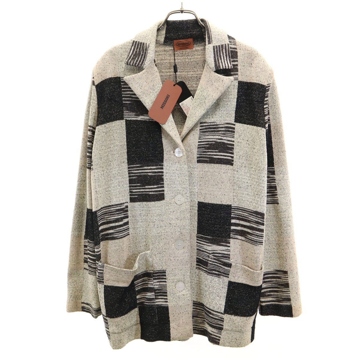古着 未当て嵌める Missoni ミッソーニ イタリア製 総柄 長袖 編み物ジレー 44 ベージュ レディース 【中古】 【PD】