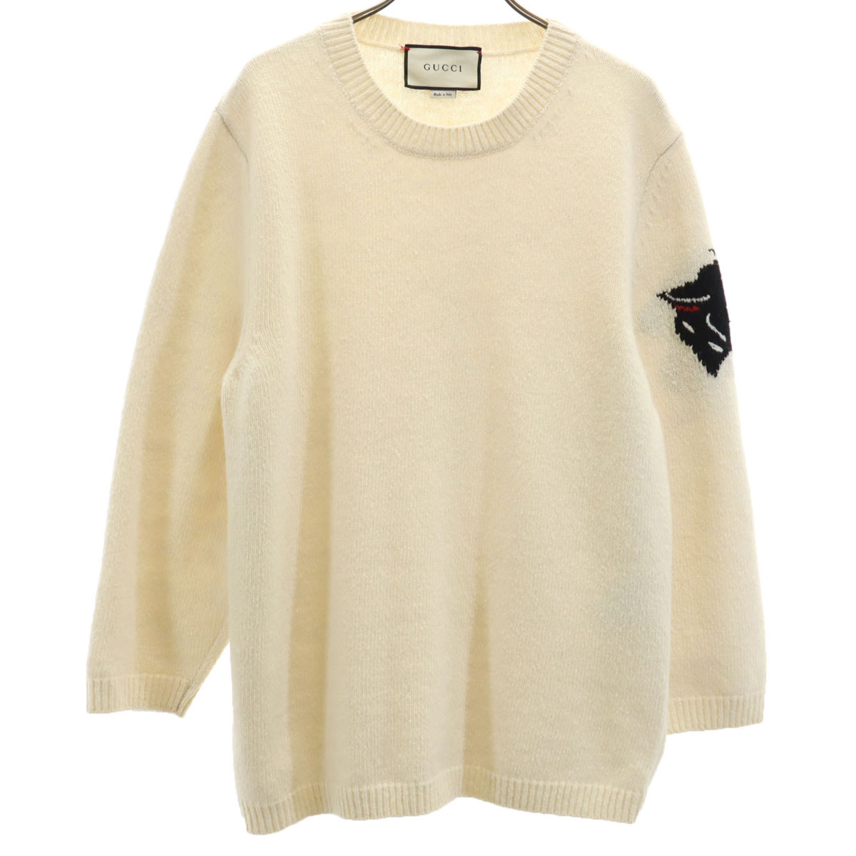 古着 GUCCI グッチ イタリア製 タイガー 長袖 セーター M アイボリー 522644 ニット メンズ 【中古】|Bellis