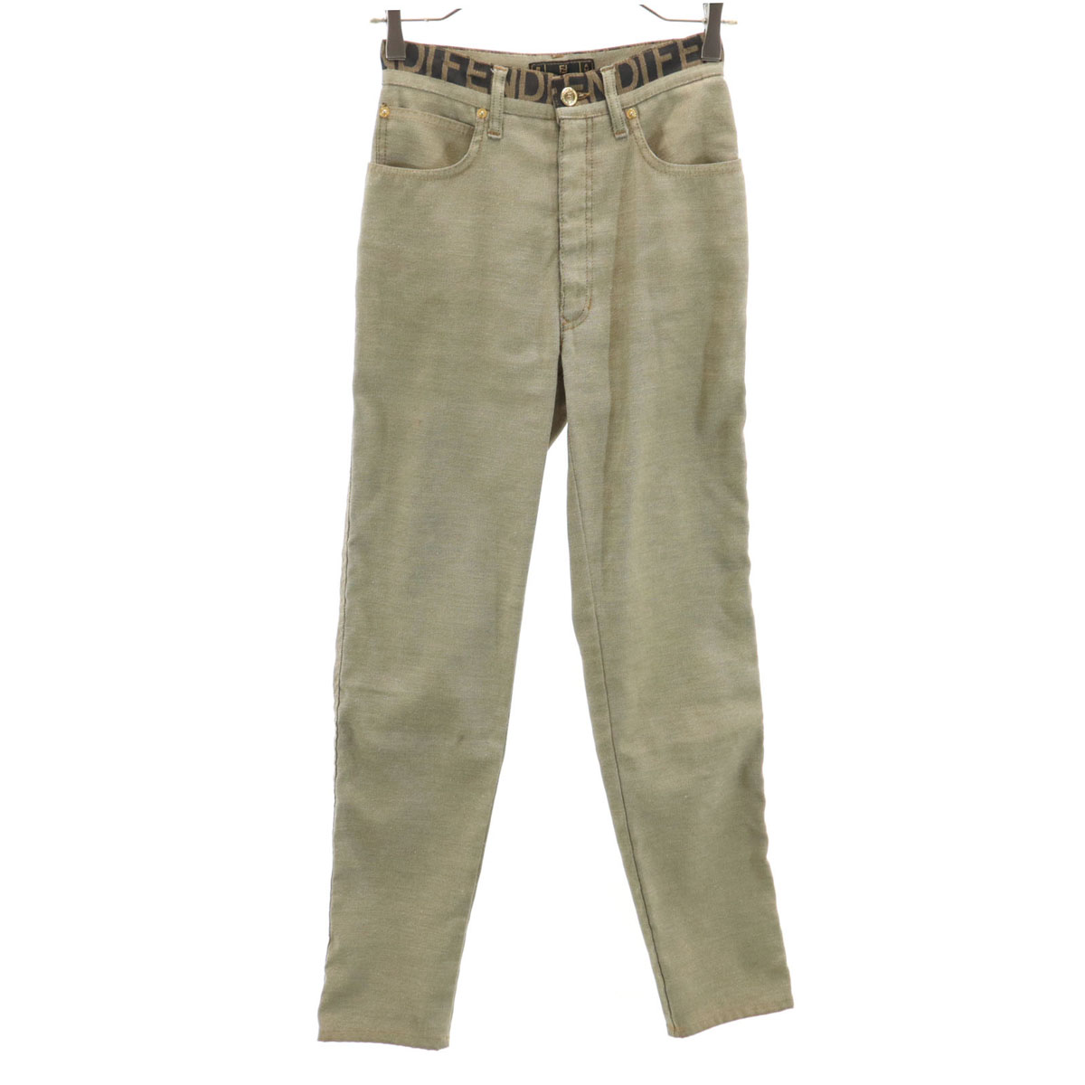 古着 FENDI Jeans フェンディ ジーンズ イタリア製 スリムパンツ W26 オリーブ系 レディース 【中古】