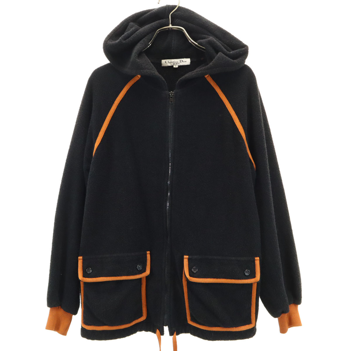 古着 Christian Dior SPORTS クリスチャンディオールスポーツ 90s 年寄りの 長袖 パイル ジップパーカー M 黒いこと レディース 【中古】