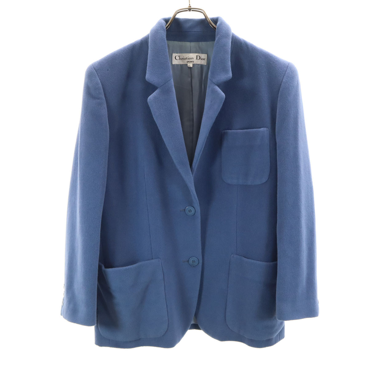 古着 Christian Dior SPORTS ディオール 運動競技 90s 絨毛混ぜ合わせる 年寄りの テーラードジャケット L 青色系 レディース 【中古】 コート・ジャケット-レディースファッション