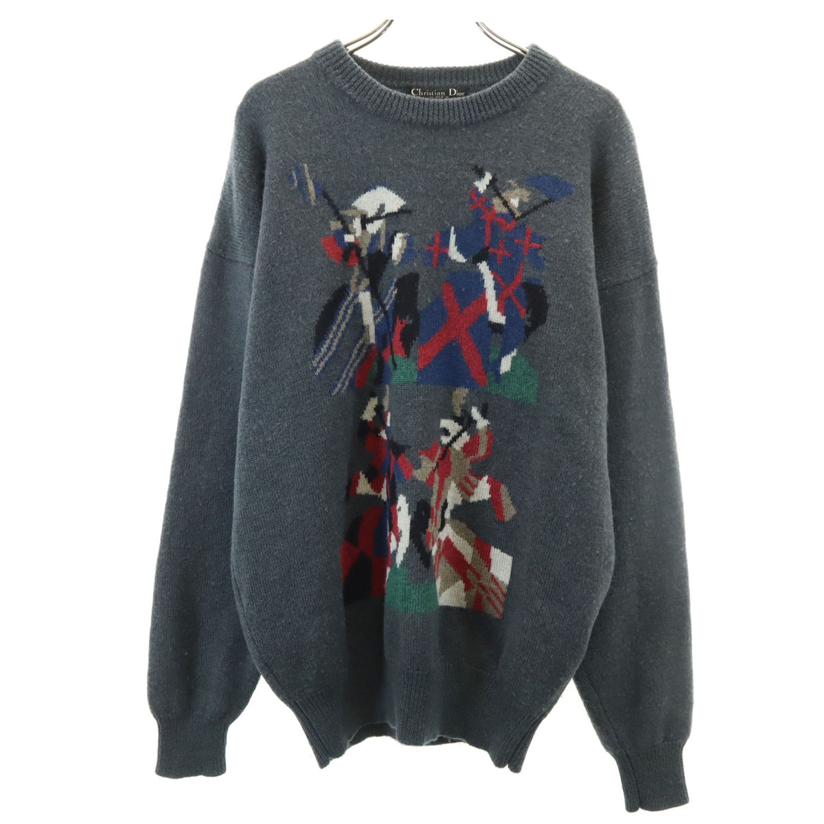 古着 Christian Dior MONSIEUR クリスチャンディオール ムッシュ 90s ウール100％ オールド 長袖 セーター L グレー系 ニット メンズ 【中古】｜Bellis 11,583円