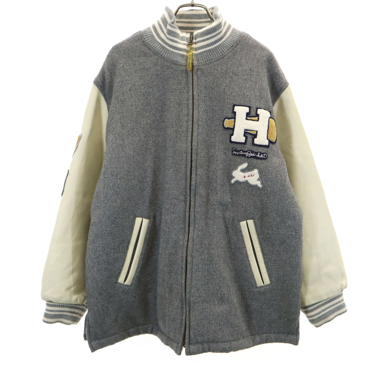 古着 HAI SPORTING GEAR ハイスポーティングギア 牛皮なめし革うつり変わり スタジャン M 薄墨色 イッセイミヤケ メンズ 【中古】 【PD】