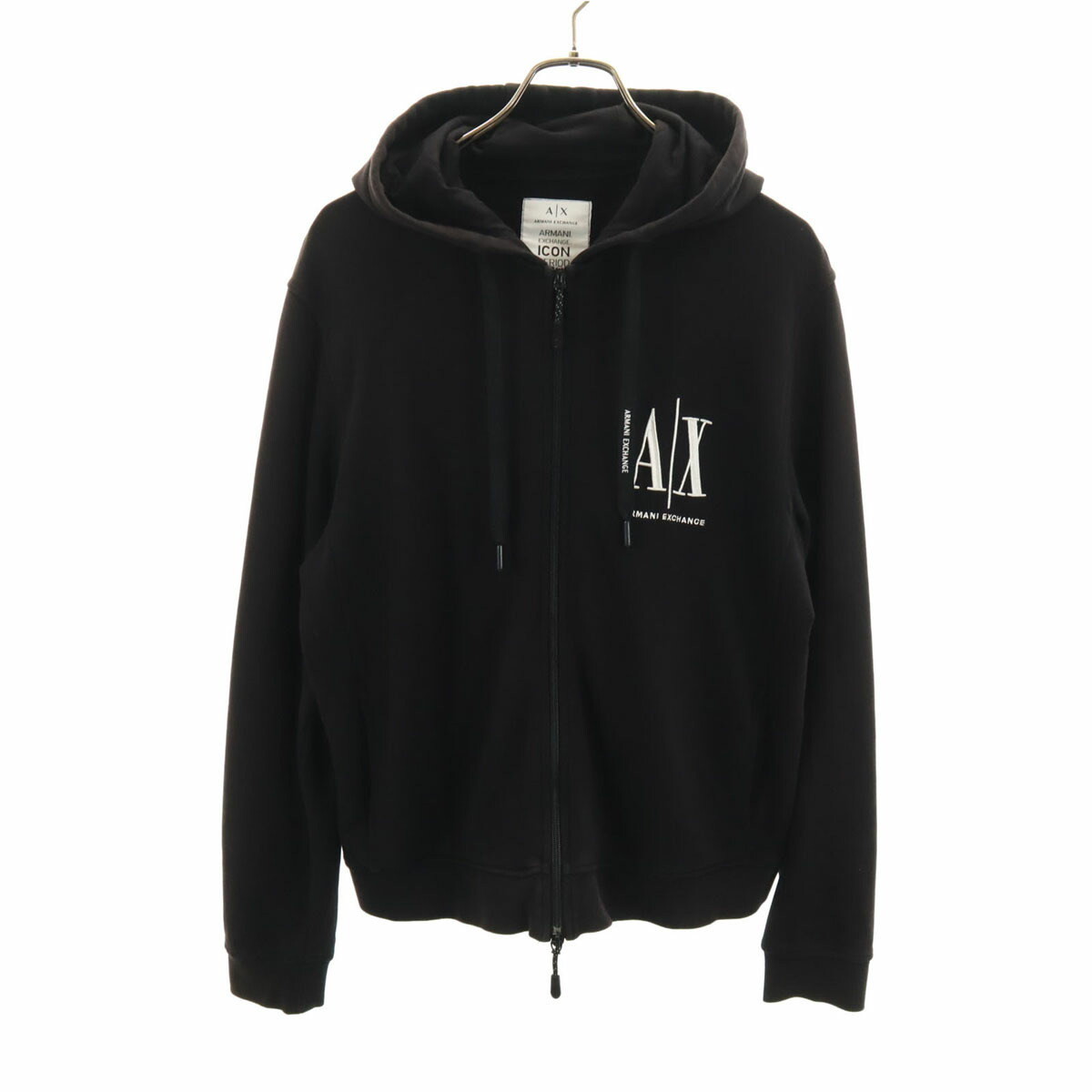 古着 ARMANI EXCHANGE アルマーニエクスチェンジ 長袖 汗水 ジップパーカー S 黒いこと メンズ 【中古】 【PD】
