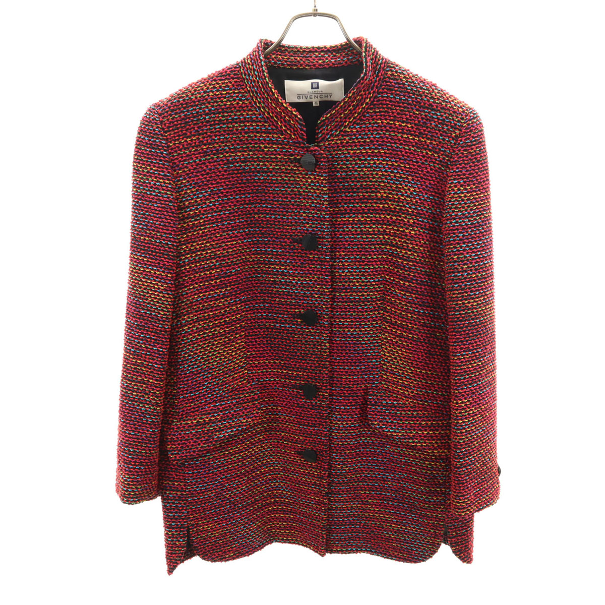 古着 GIVENCHY ジバンシィ 90s 日本製 オールド ファンシーツイード ジャケット 46 レッド レディース 【中古】｜Bellis