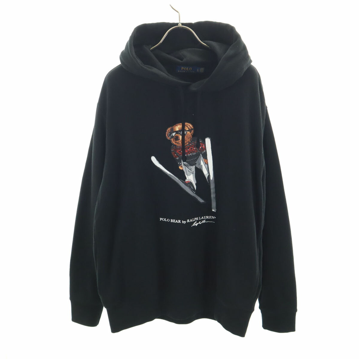 古着 POLO RALPH LAUREN ポロラルフローレン ポロベア 長袖 スウェットパーカー L 黒いこと メンズ 【中古】 【PD】