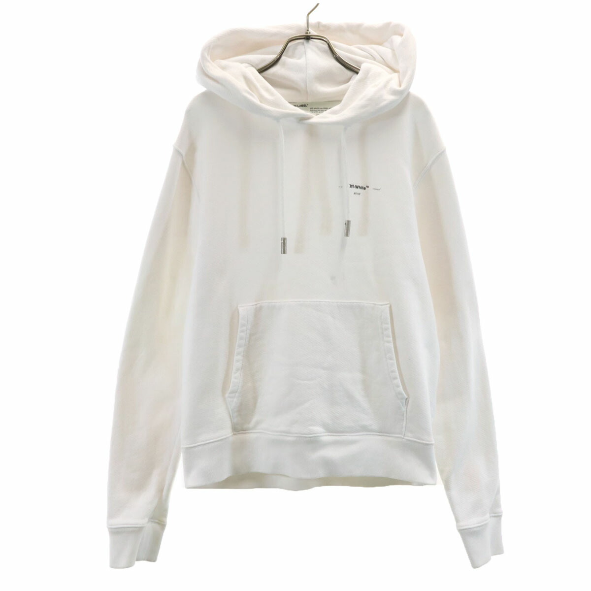古着 OFF-WHITE オフホワイト ポルトガル製 長袖 スリム スウェットパーカー S ホワイト メンズ 【中古】