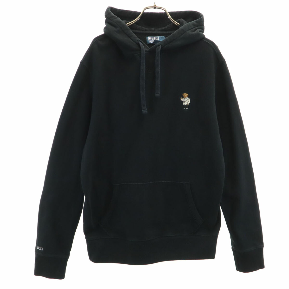 古着 Polo by Ralph Lauren ポロバイラルフローレン 90s 年寄りの ポロベア刺しゅう 長袖 スウェットパーカー M 黒いこと メンズ 【中古】 【PD】
