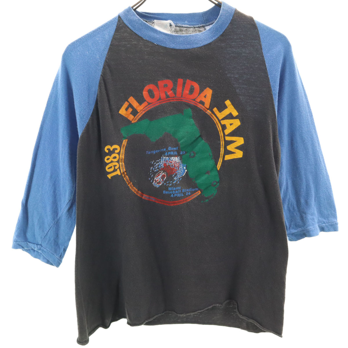 古着 SPORT-ONE スポーツワン 80s ヴィンテージ パキ綿 FLORIDA JAM 5分袖 Tシャツ チャコール メンズ 【中古】｜Bellis