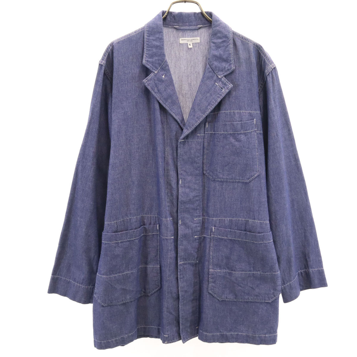 古着 Engineered Garments エンジニアードガーメンツ USA製 シャンブレー カバーオール S 紫紺 メンズ 【中古】｜Bellis