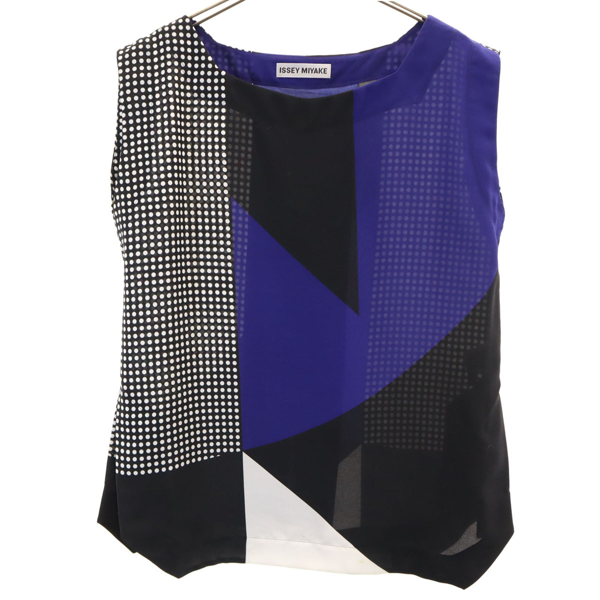 古着 ISSEY MIYAKE イッセイミヤケ 日本製 点点柄 ノースリーブ トップ 2 マルチ レディース 【中古】