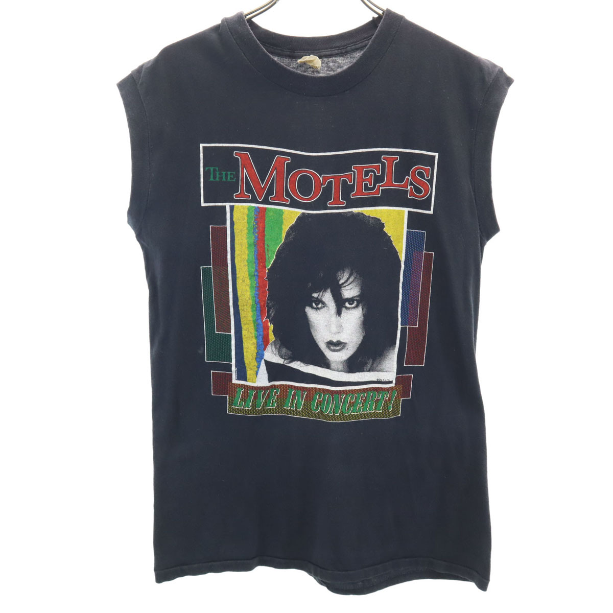古着 SCREEN STARS スクリーンスターズ 80s USA製 ヴィンテージ THE MOTELS ノースリーブ 貯蔵タンクとっ始め M 黒いこと モーテルズ メンズ 【中古】