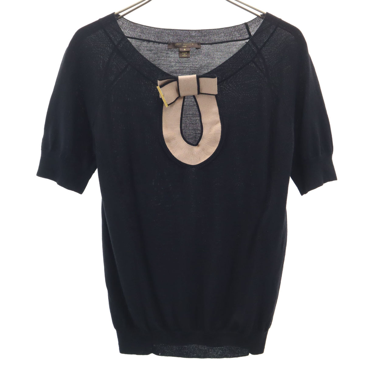 古着 LOUIS VUITTON ルイヴィトン イタリア製 半袖 編み物 S 黒いこと レディース 【中古】