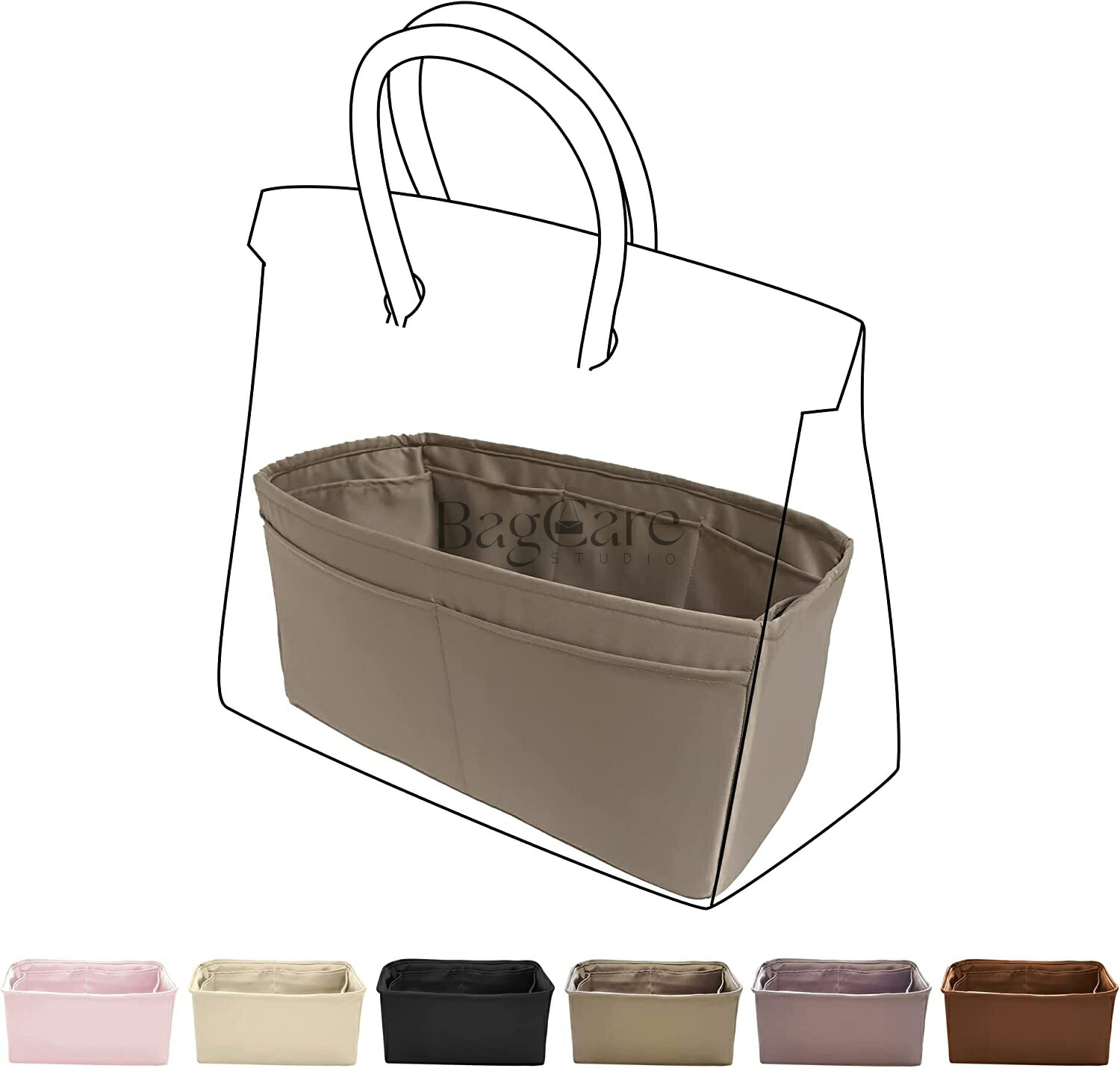 バッグインバックインナーバッグ 御前上等地絹 繻子 トートバッグ用 Birkin25/30/35Bags カスタマイズ 定制 カスタマイズ  BagCare