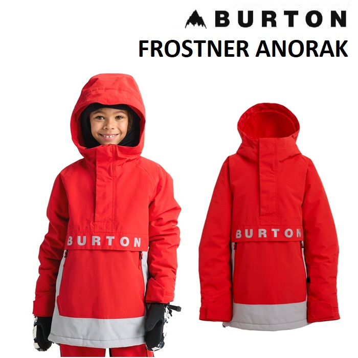 25-26 BURTON KIDS FROSTNER ANORAK JACKET バートン フロスナー パーカ 上衣 FLAME SCARLET / SILVER SCONCE お召しもの キッズ スノーボード 日本置き目品