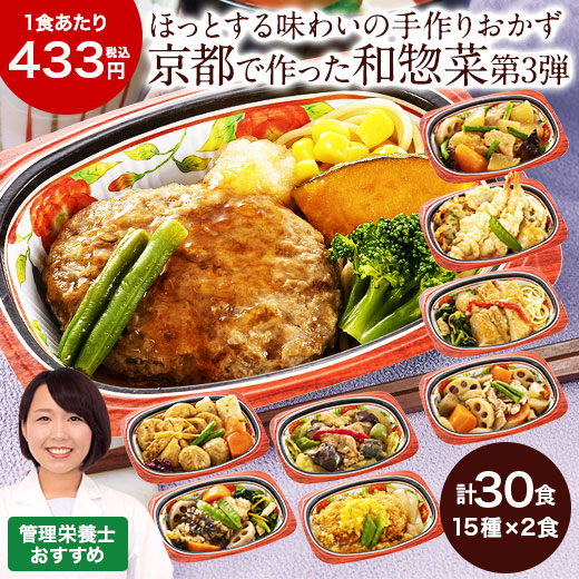 冷凍弁当 健康 冷凍 弁当 おかず 惣菜 詰め合わせ はんなり一菜 セット 15種類 30食分 第3弾 管理栄養士監修 おかずセット 惣菜セット 簡単 時短 保存 バランス カロリー 塩分 レンジ 30食 母の日 父の日 ギフト プレゼント 送料無料
