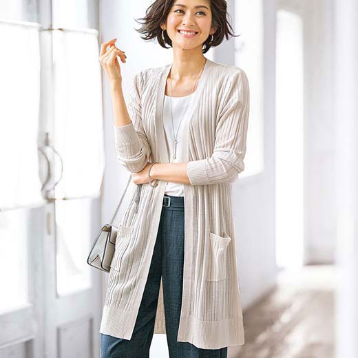 保存版 ニットカーディガン 3l 4l 5l 洗える ストライプ柄麻タッチカーディガン 3l 5l ベルーナ Belluna 40代 50代 60代 レディース ミセス 大人 ファッション 夏 夏服 ニット カーディガン カーデ 羽織り プチプラ 大きいサイズ Seal限定商品 Universodecorado